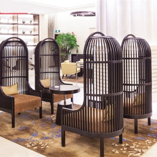 欧式铁艺沙发椅新古典鸟笼，美容院酒店影楼，会所装饰高背形象椅