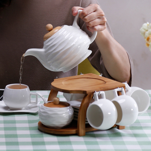 创意陶瓷咖啡杯套装欧式简约下午茶，咖啡杯套具带碟带勺带架组合