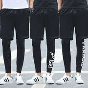 男士紧身打底裤外穿韩版运动篮球，夏嘻哈(夏嘻哈)假两件潮流健身套装跑步女