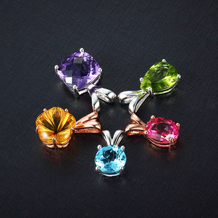 小肥珠宝兔子系列水晶吊坠，女饰品天然紫水晶，黄水晶项坠橄榄石项链