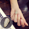 韩版个性彩钻指甲盖戒指，美甲水钻指甲套护甲关节指环装饰品女
