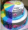 上海儿童宝宝满月百天生日双层彩虹蛋糕内含6种颜色口味同城配送