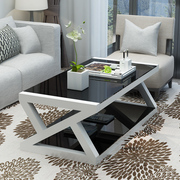 现代简易黑色钢化玻璃茶几桌子电视柜组合简约客厅欧式小户型