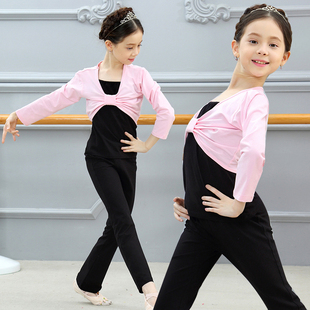 蓝铃铛儿童舞蹈服装女童长袖，秋冬季套装，幼儿跳舞练功服少儿分体