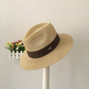 M标夏天女士礼帽英伦爵士帽防紫外线沙滩太阳遮阳帽巴拿马草帽子