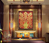 东南亚风格手绘装饰画有框画酒店，家居会所玄关壁画金色花瓶挂画