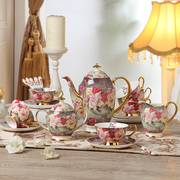 欧式骨瓷咖啡杯碟套装，英式下午茶杯水杯创意，古典玫瑰咖啡具小清新