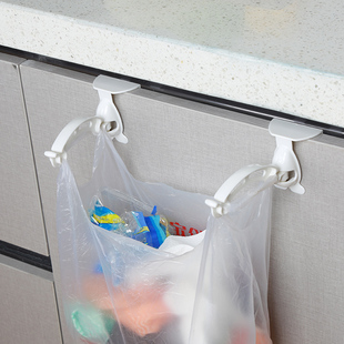日本创意塑料厨房门背门后挂钩挂架垃圾袋架，挂架可折叠收纳垃圾架