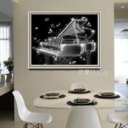 现代简约客厅房间卧室透明梦幻钢琴方钻钻石画十字绣带钻砖石绣