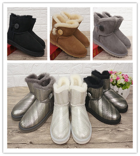 冬季羊毛短靴真皮羊，皮毛一体女靴舒适保暖圆头雪地靴27-18
