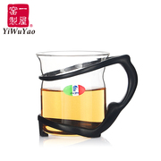 一屋窑高硼硅耐热玻璃简易花草茶叶品茗茶水把杯200ML牛奶咖啡杯