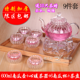 耐热玻璃茶具套装带保温过滤内胆花，茶壶茶盘整套花草冲茶茶具