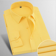 薄款加大码工装衬衫男长袖商务休闲职业奔驰宝马正装黄色斜纹上衣