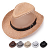 夏季麻料牛仔帽遮阳草帽 太阳帽沙滩男女帽子大沿帽西部牛仔帽子
