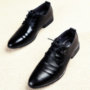 黑色小皮鞋男男生夏季尖头正装商务休闲鞋青年学生英伦韩版男鞋子
