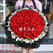 福州鲜花店厦门同城速递七夕99朵红玫瑰花束订生日求婚情人节送花
