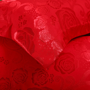 丝绵贡缎提花双人长枕套1.2婚庆大红1.5情侣，枕头套1.8米加长