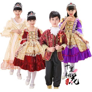 欧洲女童宫廷礼服裙英国贵族服装欧式儿童舞蹈，服王子服舞台演出服