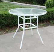 玻璃小圆桌子 钢化白色桌餐桌 户外休闲时尚桌 欧式洽谈铁艺桌