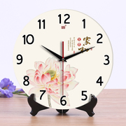 承沁陶瓷钟表创意时钟摆件客厅卧室静音挂钟座钟两用中式电子钟
