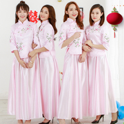 春季长裙中式结婚姐妹伴娘团礼服复古装民国五四女青年学生演出