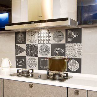厨房防油贴纸油烟机灶台墙耐高温瓷砖，贴画北欧风装饰自粘墙纸欧式