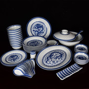 景德镇陶瓷青花瓷玲珑陶瓷，餐具56头餐具，套装高档碗碟套装