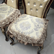 欧式餐椅座垫美式椅子凳子垫透气坐垫椅垫布艺蕾丝裙边带绑绳