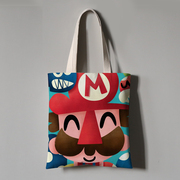 超级玛丽奥蘑菇积木卡通周边同款定制手提帆布单肩购物环保拎袋子