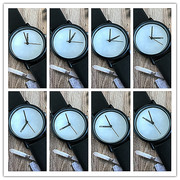 韩版潮流复古创意手表皮带学生表独特计时方式创意礼物手表石英表