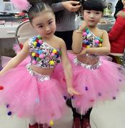 六一芽芽的儿歌幼儿舞蹈演出服装女童蓬蓬连衣纱裙