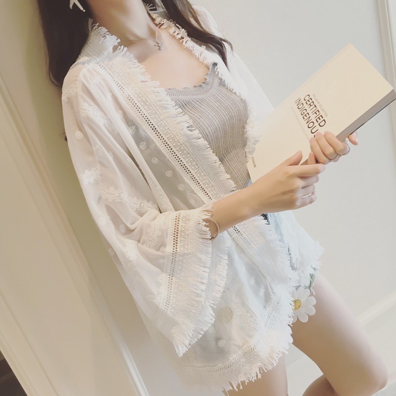 Summer match Chiffon lady Outside the ride tassels Small cardigan Strap dress Thin section jacketin the Women's clothing/Boutique , Lace shirt/Chiffon shirt category - from Buy2taobao.com to provide professional Taobao agent buy service