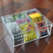 透明亚克力桌面储物盒茶叶茶包咖啡包收纳盒子分隔盒方糖收纳盒
