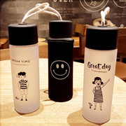 韩版磨砂塑料杯女男学生水杯，简约原宿创意，可爱便携水瓶喝水茶杯子