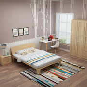实木床榻榻米双人床松木儿童床简约现代单人床1.2米1.5 1.8米木床