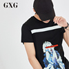 GXGT恤男装 夏季男士时尚休闲黑色都市修身圆领短袖T恤#62244462