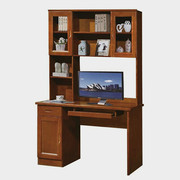 定制实木转角电脑桌带书架书柜组合橡木书桌办公桌台式家用儿童学