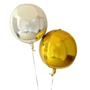 10寸18寸22寸圆形铝膜气球，4d金色气球银色气球，婚庆装饰铝箔圆