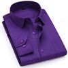 春季纯紫色衬衫男长袖商务，休闲职业工装纯色，衬衣男寸衫打底衫免烫