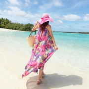 泰国巴厘岛海边度假沙滩裙女波西米亚长裙雪纺碎花吊带连衣裙