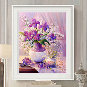欧式花瓶十字绣客厅小幅简约现代餐厅小画十字绣卧室牡丹花卉挂画