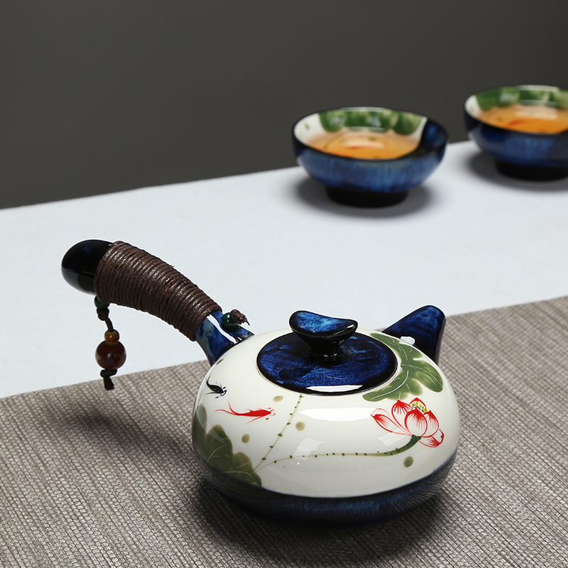 Hand drawn Lotus Kungfu Online Tea Set Office a complete set ceramics Kiln transformation teapot household Chinese style Cover bowl teacupin the Tableware , Tea set , Kung Fu Tea category - from Buy2taobao.com to provide professional Taobao agent buy service