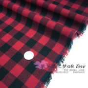 纯棉布面料布料 1.46米宽服装春季夏季衬衣面料红黑格子1.8厘米
