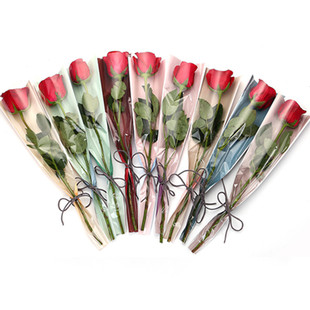 欧式单支袋 DIY单支玫瑰花袋子鲜花包装纸材料 双色包装袋