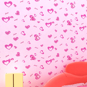 卧室墙纸贴画温馨浪漫pvc自粘壁纸粉红，爱心床头墙壁创意墙贴纸
