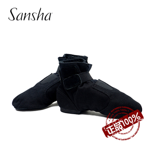 Sansha 法国三沙JB4C爵士靴高帮靴子魔术扣帆布面皮底芭蕾练功鞋