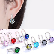 镶钻锆石水晶耳环韩国s925纯银，耳钉超闪简约百搭防过敏气质耳饰