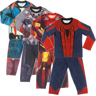 圣诞节儿童表演服装，美国队长蜘蛛侠钢铁侠，雷神透气男童套装