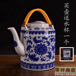 48升特大景德镇陶瓷，茶壶青花凉水壶，大容量提梁壶陶瓷老茶壶