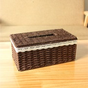 纸巾盒手工编织抽纸盒，欧式创意家用客厅，简约纸巾收纳盒可爱长方形